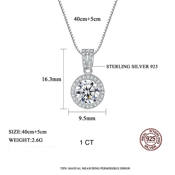 New Simulated Diamonds 925 Sterling Silver Round Sparkling Pave Pendant Necklace - Picture 7 of 8